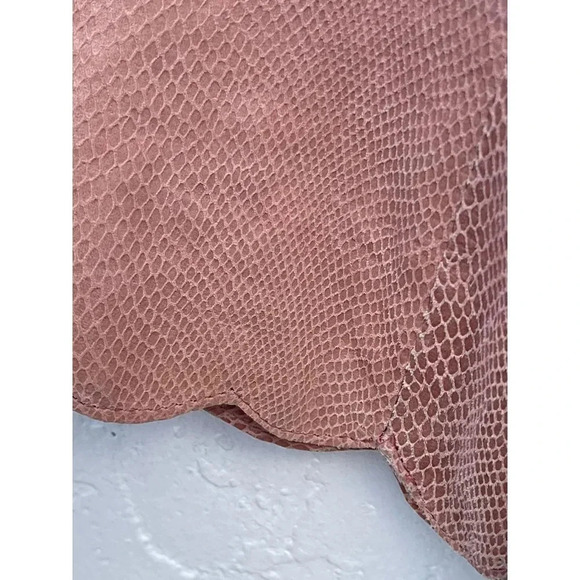 Newport News Womens Open Front Scallop Leather Blazer Jacket Soft Pink Sz 8 - Picture 10 of 14